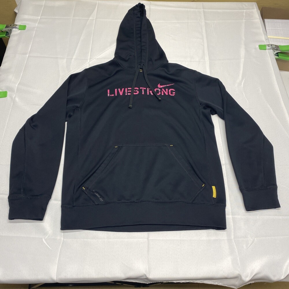 Nike Livestrong Therma-Fit Black Pink Pullover Hoodie Sweatshirt Size Small!